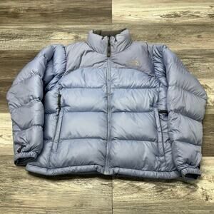 The North Face Blue Women L Zip Up‎ Nupste 700 Goose Down Puffer Jacket Gorpcore